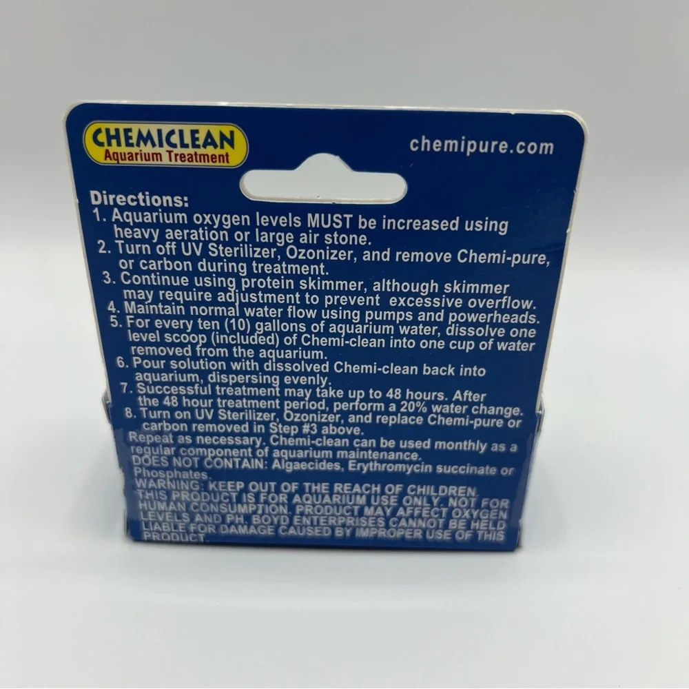 NIP Chemiclean Aquarium Treatment & 3 Chem-Pure Blue Nano Packs Salt Water Tanks